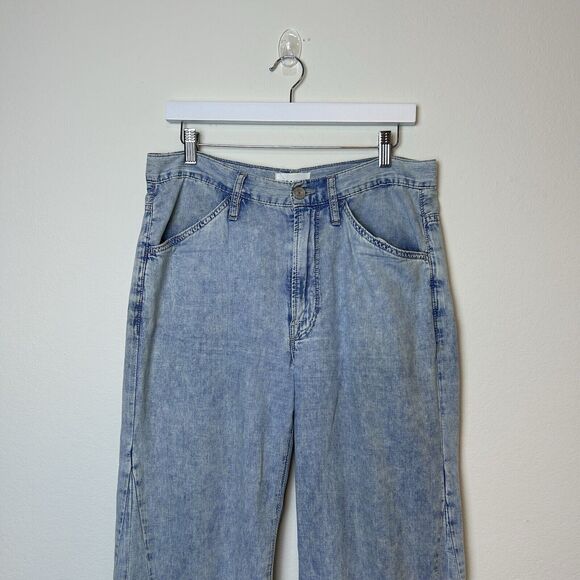 Frame Jeans Women’s 28 Le Baggy Palazzo Light Blue Wash Raw Hem Wide Leg Boho - Picture 2 of 14